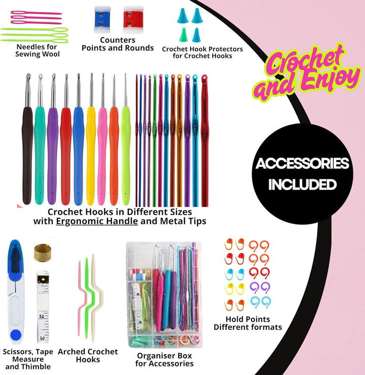 SusggO Häkel-Set für Anfänger, Häkeln, Häkeln, Häkeln, Häkeln, Häkeln, Häkeln, Häkeln, 81 Stück Farb