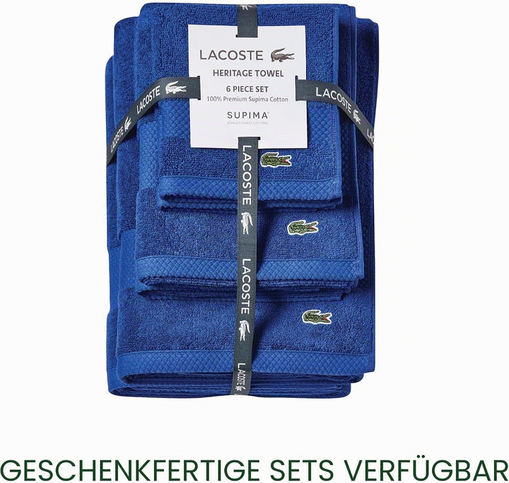 Lacoste Heritage Supima Handtuch, Baumwolle, Surfblau, 40,6 x 76,2 cm Hand Towel 16x30 Blau (Surf Bl