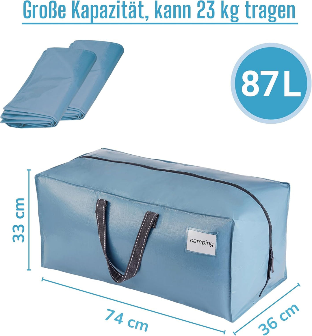 VENO 2-er Pack extra grosse Umzugstaschen mit Rucksackgurten, Umzugshelfer, starke Griffe und Reissv