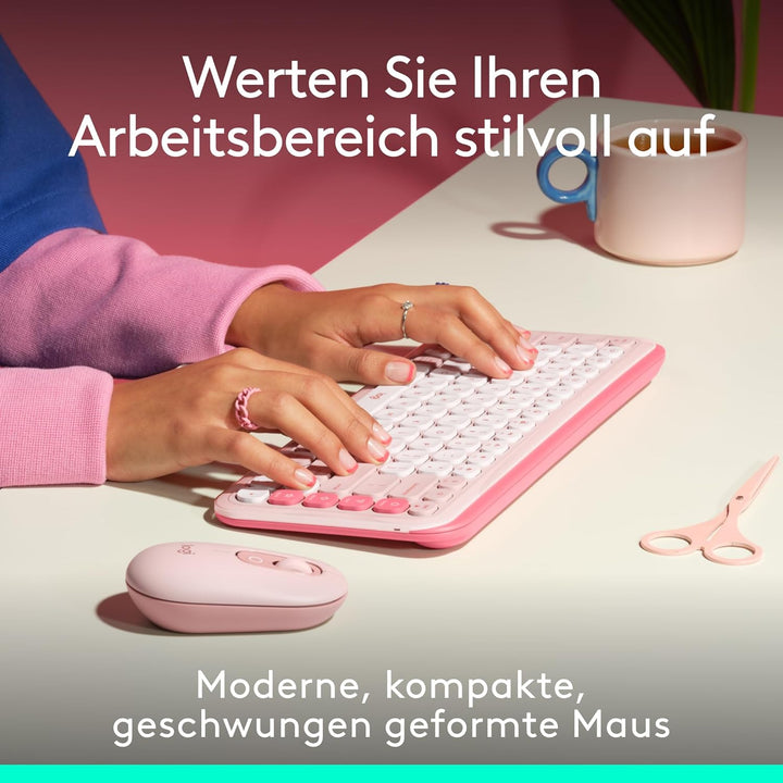 Logitech POP Mouse, kompakte und Mobile kabellose Bluetooth-Maus mit programmierbaren Tasten und lei