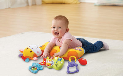 VTech Baby Giraffenkissen – Niedliches Kissen zum Kuscheln, Spielen in Bauchlage und Rasseln – Für K
