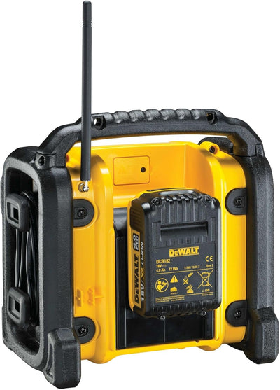 DeWalt Baustellenradio DCR019 – 2in1 Akku Radio & Netz Radio mit AUX-Eingang, robustem Gehäuse, Kabe