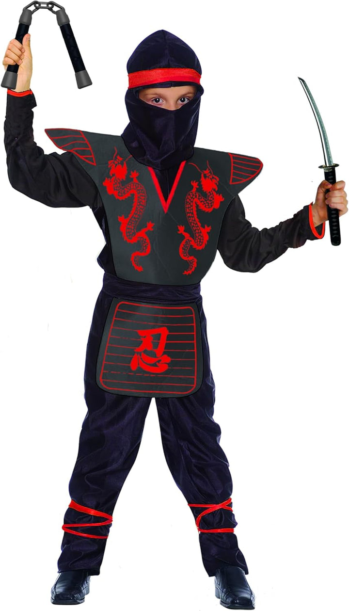 Ciao- Ninja Fighter Kostüm Verkleidung Junge with toy weapons set 5-7 Jahre Rot, 5-7 Jahre Rot