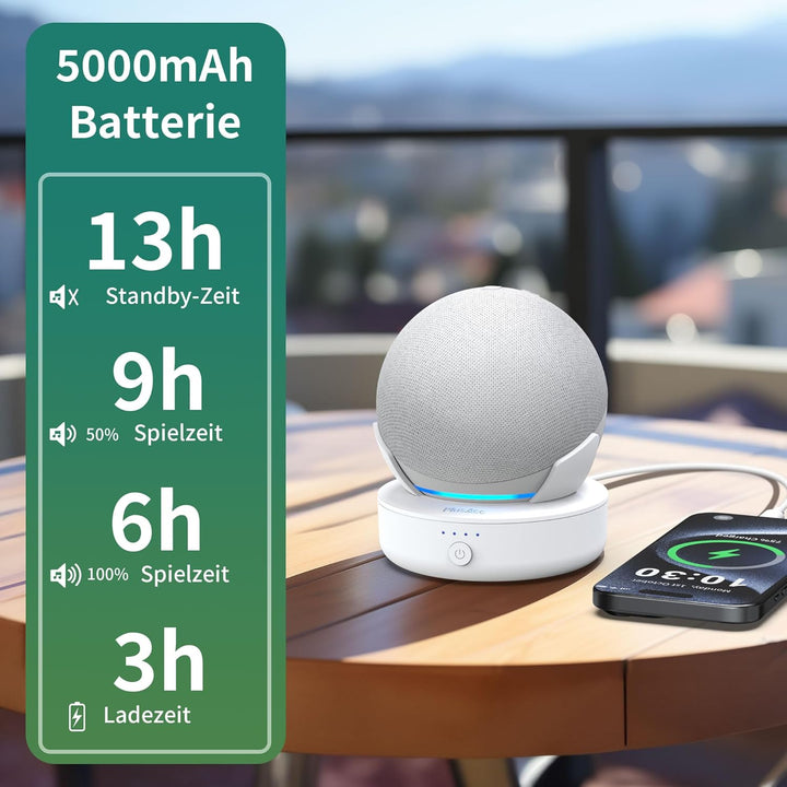 PlusAcc Dot 4.&5. Gen - Tragbare Batterie Base Ständer Zubehör (Nur Akku) (White), White