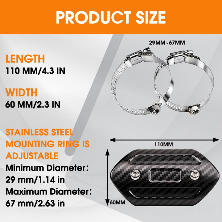 Motorrad Auspuff Hitzeschild,Kohlefaser Motorrad Auspuffrohrabdeckung Hitzeschutzblech Schutz Univer