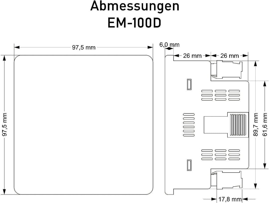 NWP EM-100D NW Einbaumessgerät für Strom (1A-100A), Spannung und Frequenz, 3-Phasig,