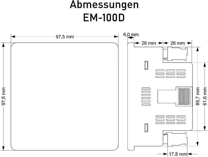 NWP EM-100D NW Einbaumessgerät für Strom (1A-100A), Spannung und Frequenz, 3-Phasig,