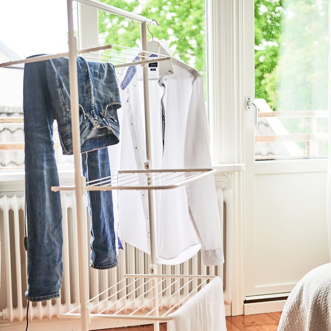 Rörets Wäscheständer - Turm Modell Triple - Flexibler Turmwäscheständer für kleinen Wohnraum - L40xB