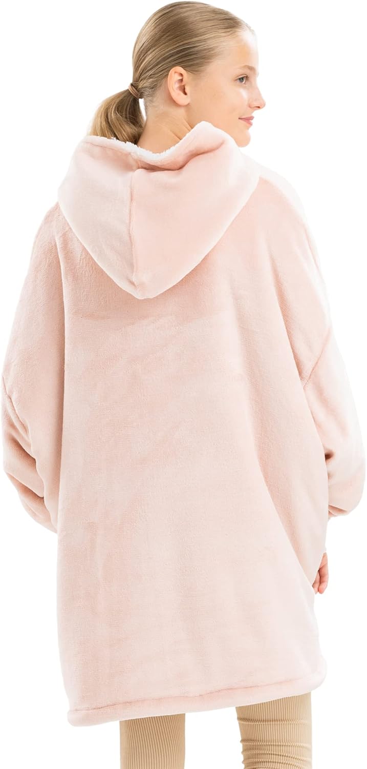 HOMELEVEL Kinder Sherpa Hoodie Pullover - Pulli mit Kapuze für Jungs und Mädchen - Kuschel Sweatshir