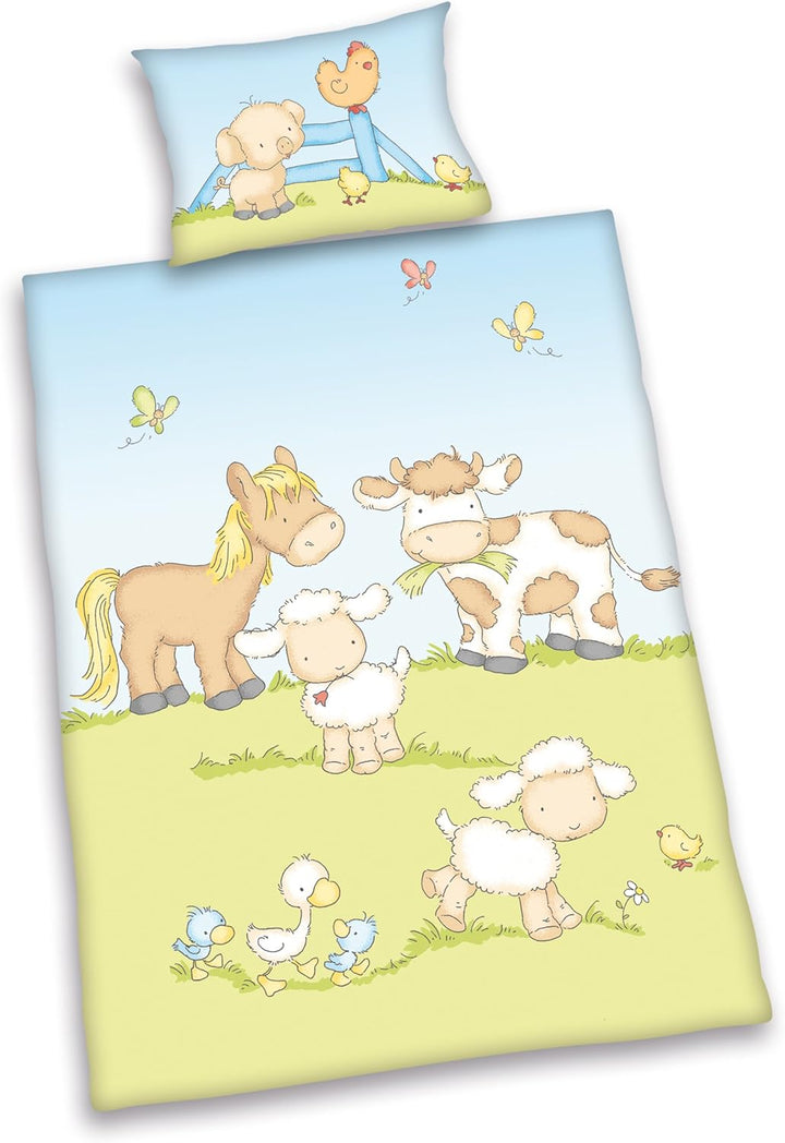 Herding Baby Best Kleinkinder-Bettwäsche-Set, Jana Bauernhof Tiere Wendemotiv, Bettbezug 100 x 135 c