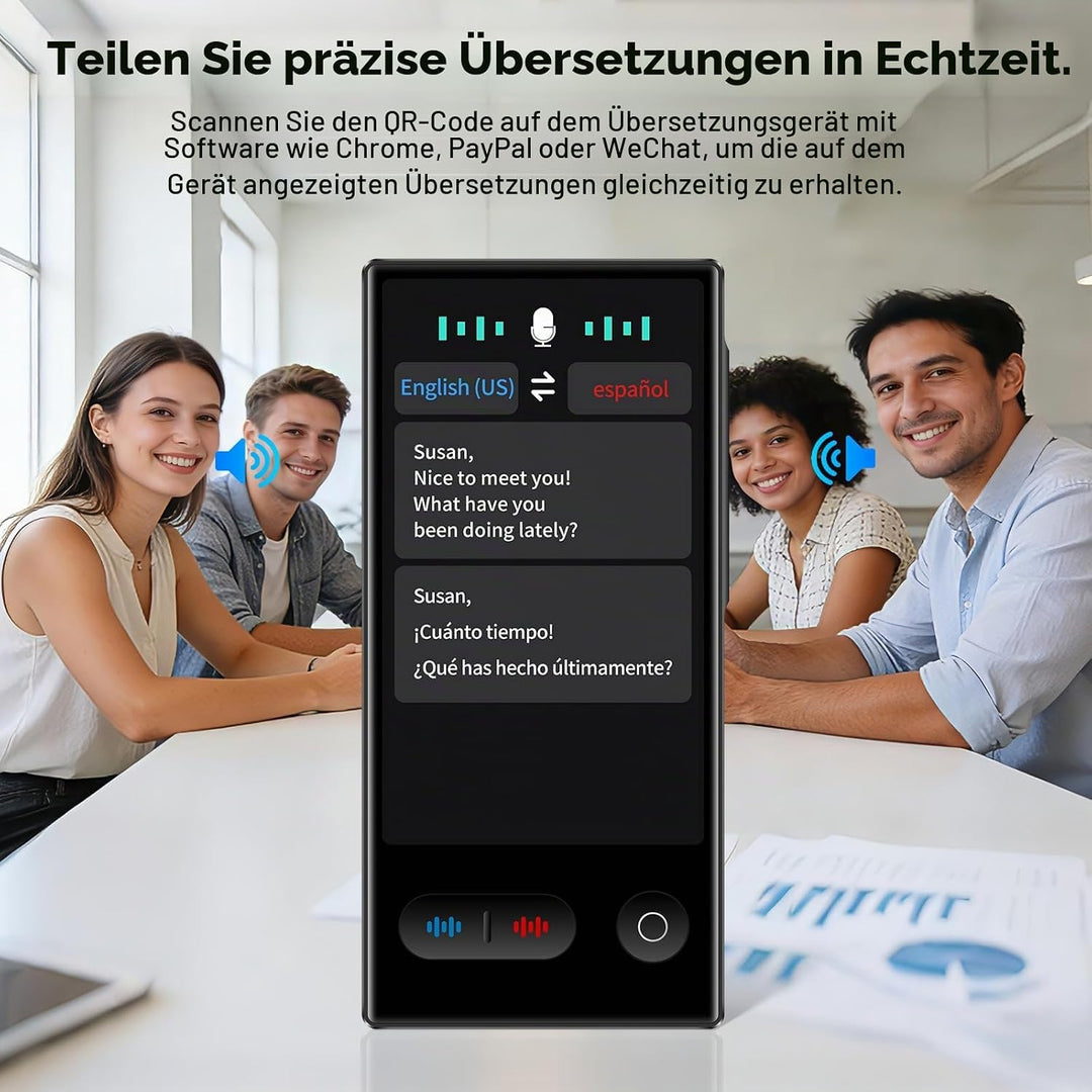 Sprachübersetzer Ohne Internet, Tragbar KI Übersetzer mit 148 Sprachen und Deutsch Offline, Langlebi