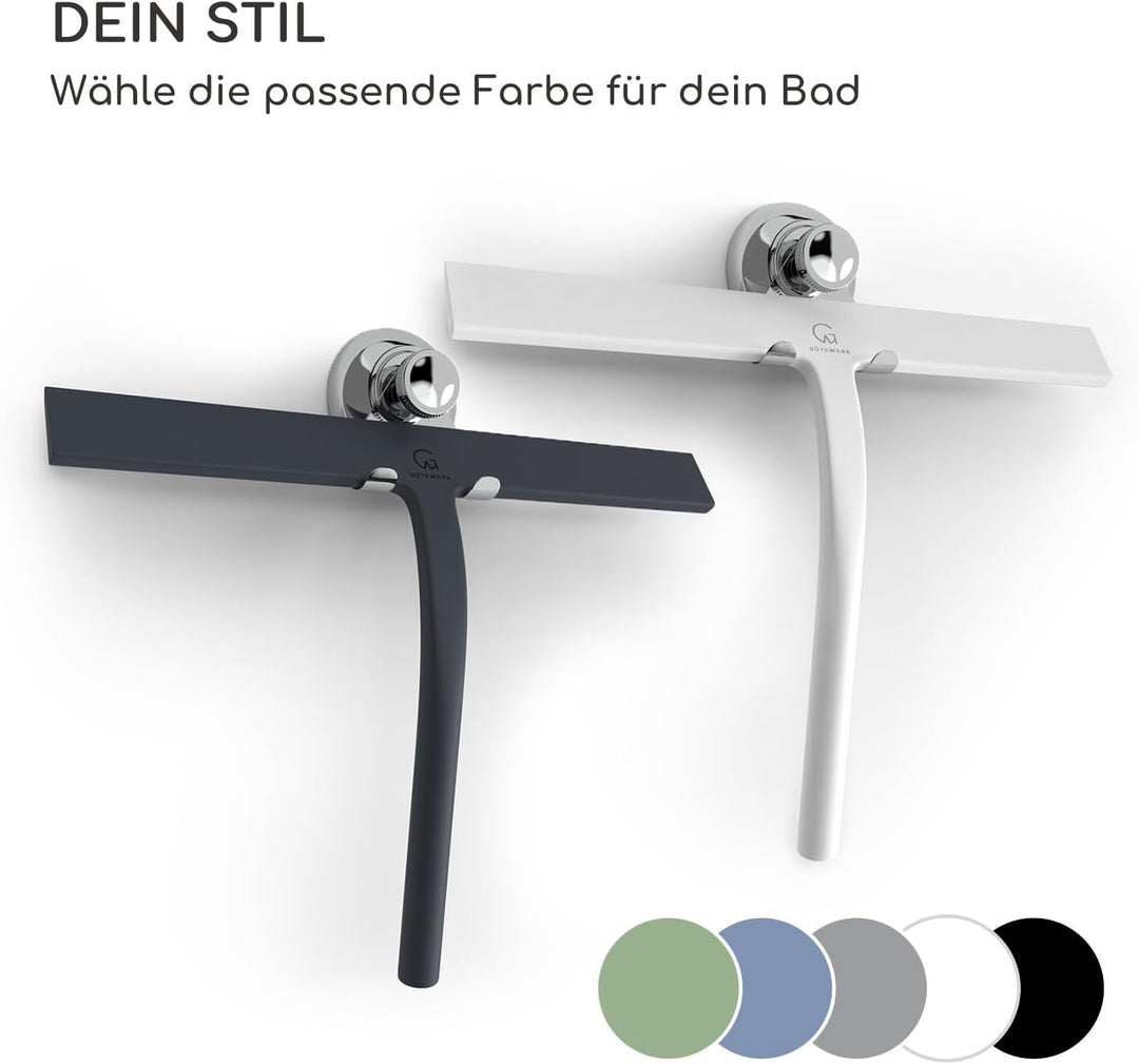 Gütewerk Duschabzieher, Silikon-Abzieher Dusche, Hygienischer Abzieher für Badezimmer, Duschwand & F