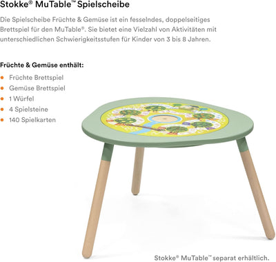 Stokke MuTable Spielscheibe, Früchte & Gemüse - 2023 Neugestaltung - Doppelseitiges Brettspiel- Inkl