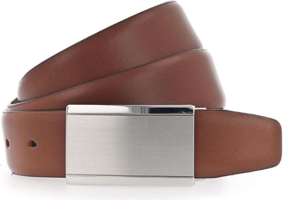 Vanzetti Herren Leder Gürtel Belt Ledergürtel bombiert Cognac 35 mm Herrengürtel 95, 95