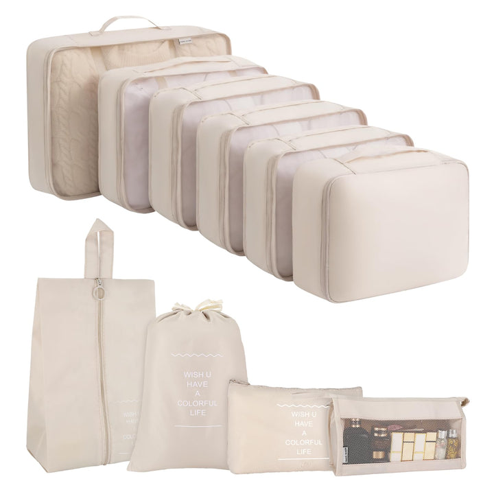 Koffer Organizer Set,10 Stück Packing Cubes, Packwürfel, Reise Gadgets, Kleidertaschen, Schuhbeutel