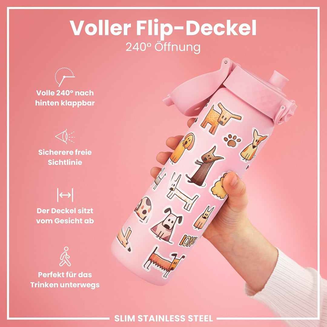 ion8 Leicht Stahl-Trinkflasche 600 ml Nicht IsoliertAuslaufsicher Einhandöffnung Sichere Verriegelun