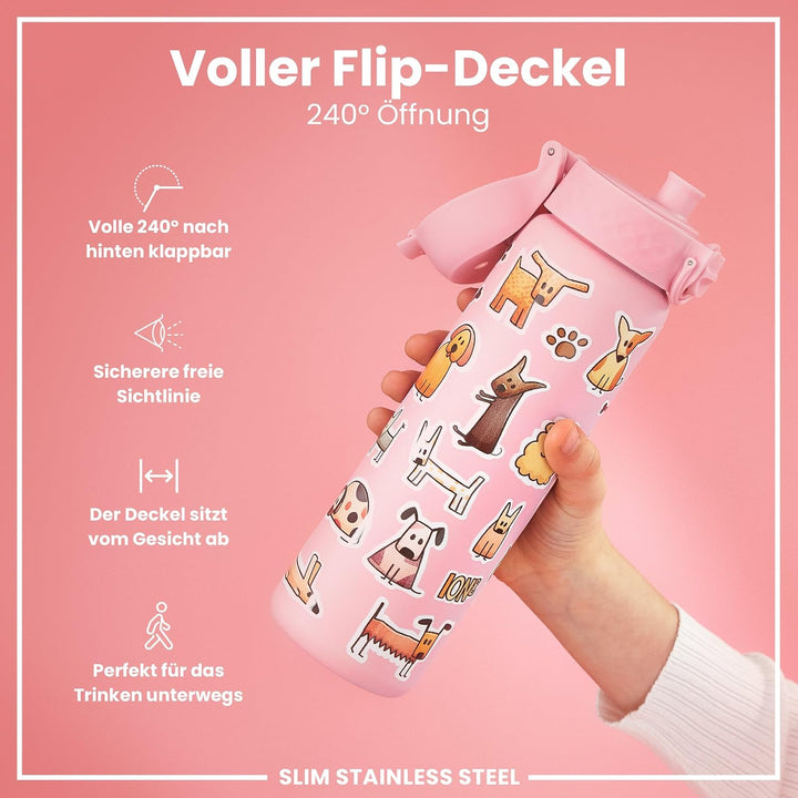 ion8 Leicht Stahl-Trinkflasche 600 ml Nicht IsoliertAuslaufsicher Einhandöffnung Sichere Verriegelun