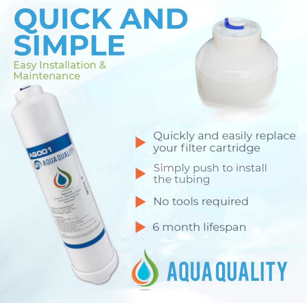 Aqua Quality Wasserfilter für Kühlschrank, 3 Stück (Universalgrösse, 6,35 mm Stecksystem, NSF-zertif