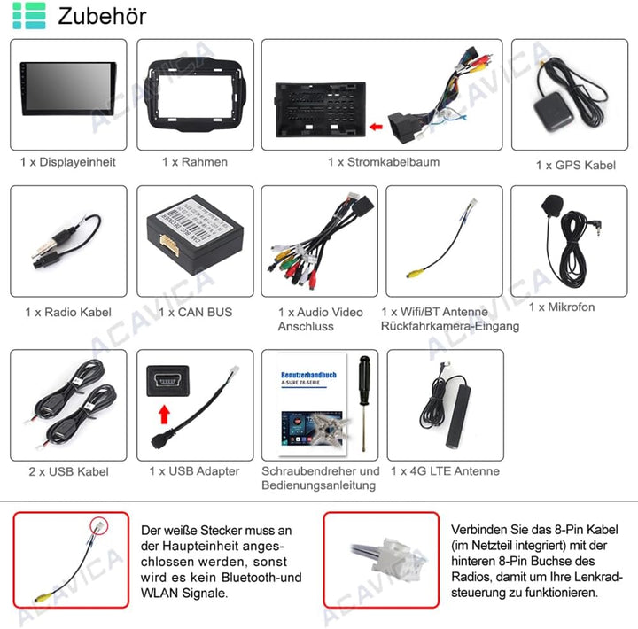 4+64GB Autoradio 9 Zoll Android 15 für Jeep Renegade 2014-2019, Octa-Core Auto Radio Bluetooth mit N
