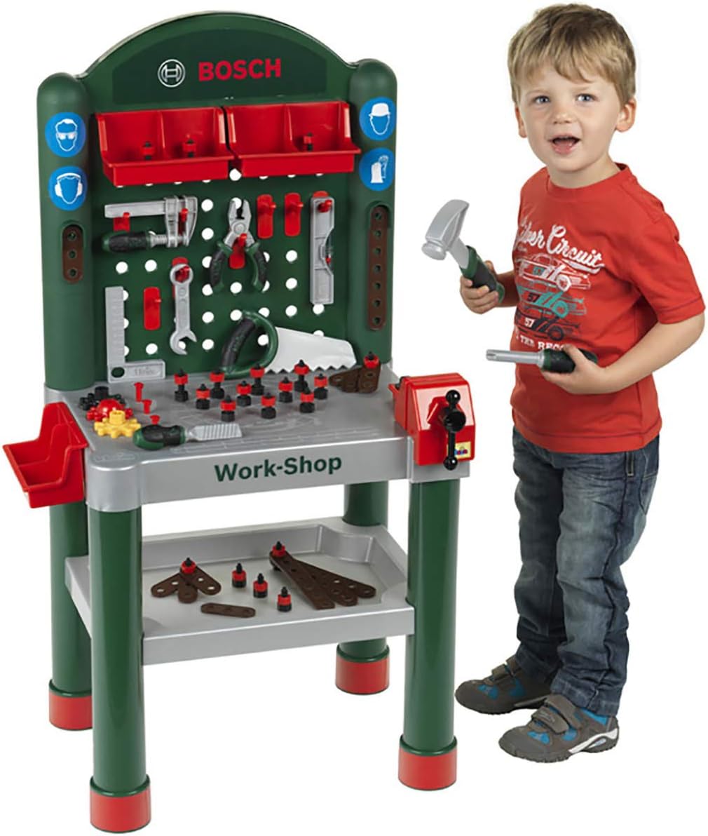 Theo Klein 8320 Bosch Workshop | 79-teilig | Arbeitsplatte mit Lernfunktion | Spielzeug für Kinder a