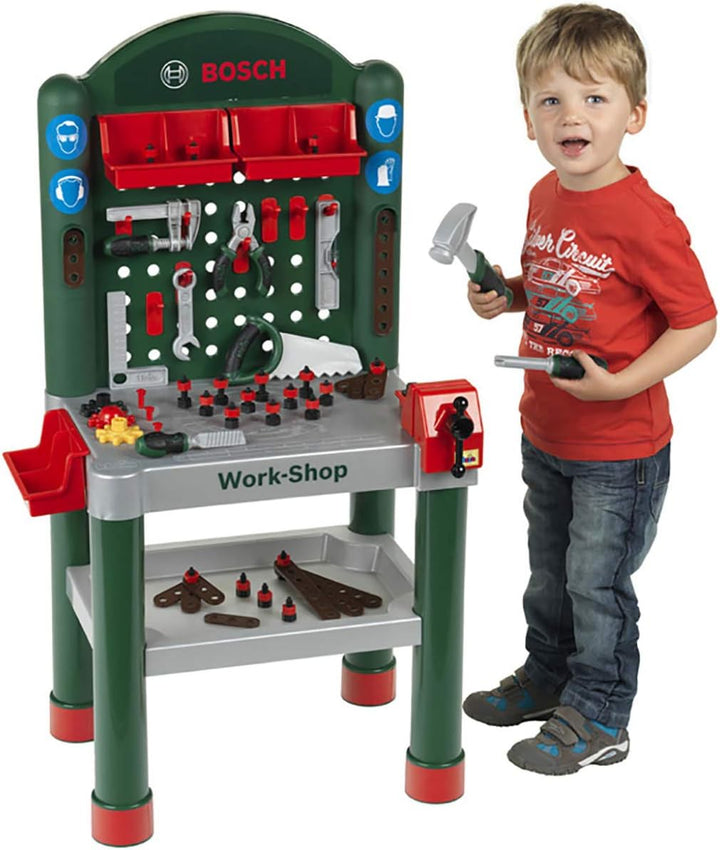 Theo Klein 8320 Bosch Workshop | 79-teilig | Arbeitsplatte mit Lernfunktion | Spielzeug für Kinder a
