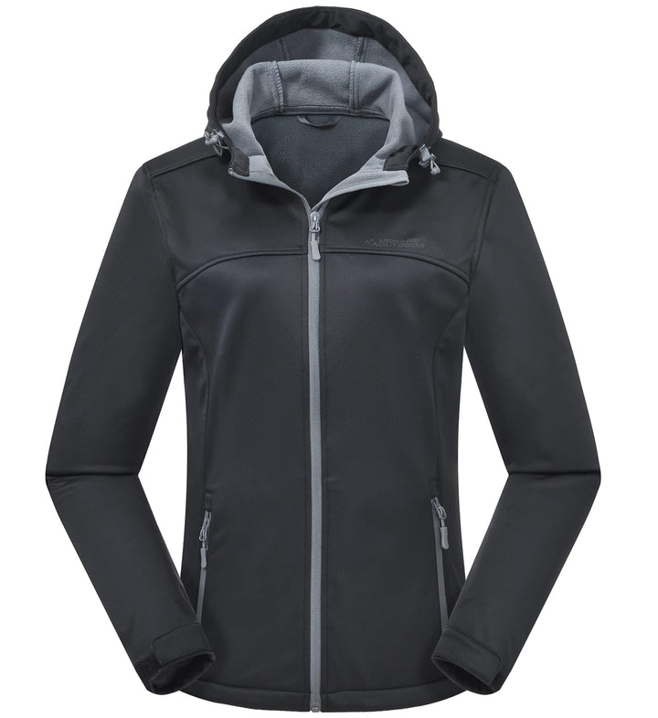 ATLASLAVA Damen Softshelljacke Wasserdichte Atmungsaktive Leichte Fleece Kapuze Übergangsjacke Laufe