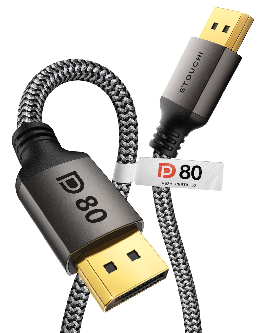 Stouchi DisplayPort Kabel 2.1 1M | VESA Zertifiziert | 80 Gbit/s [16K@60Hz | 8K@240Hz | 4K@540Hz] HD