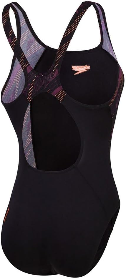 Speedo Damen Hyperboom Splice Muscleback Schwimmanzug (1er Pack), 62 Schwarz/Lila