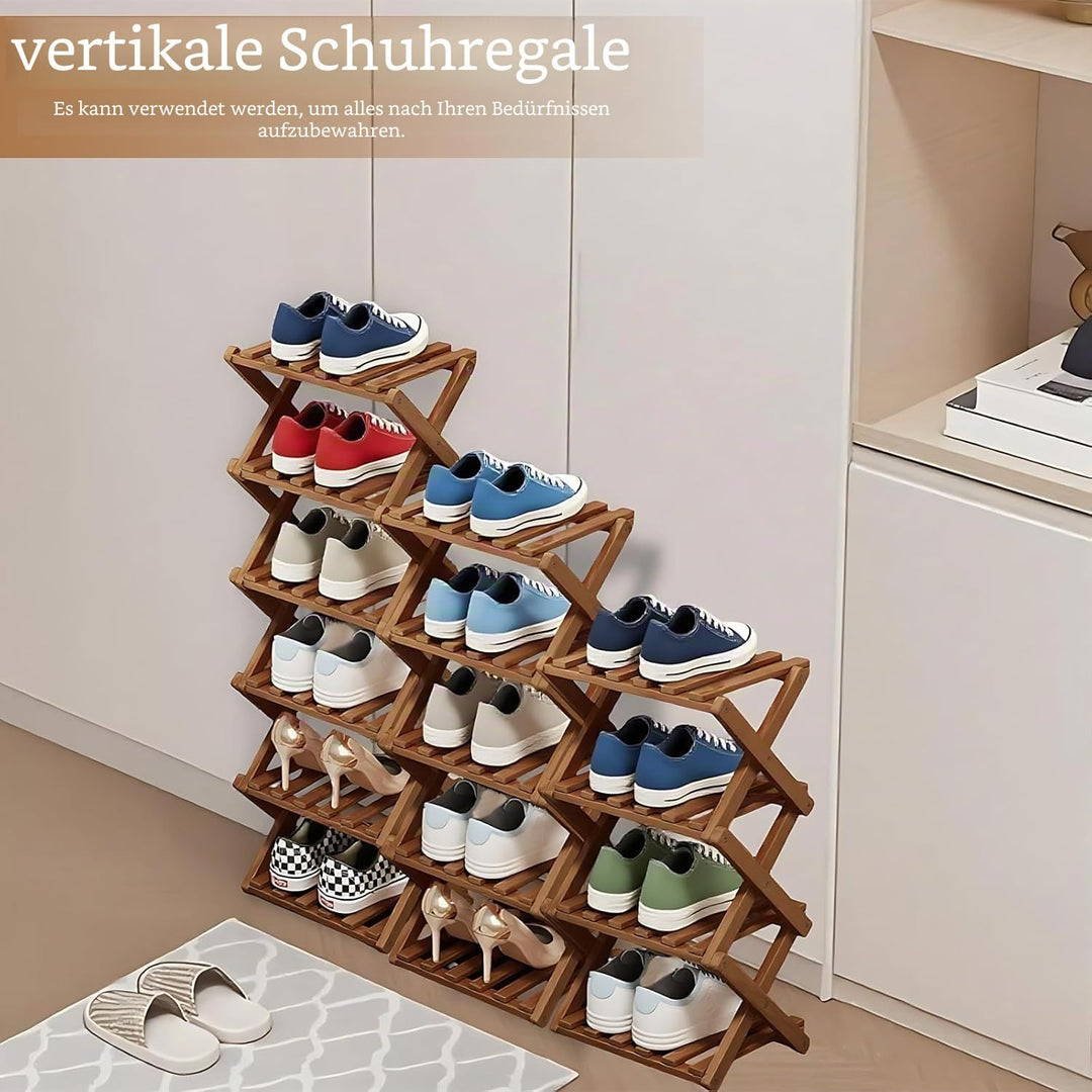 Kiss Me Faltbares Schuhregal, klein, vertikales Schuhregal aus Holz, kleines Schuhregal für engen Ra