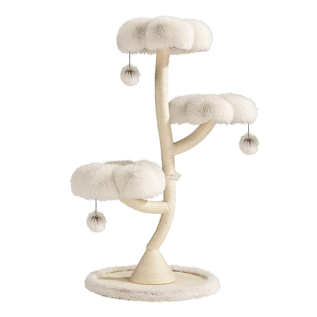 Fudajo Designer Kratzbaum mit 3 Mulden, Katzenkratzbaum Ø 59 cm und 125 cm Höhe, Katzenbaum bis max.