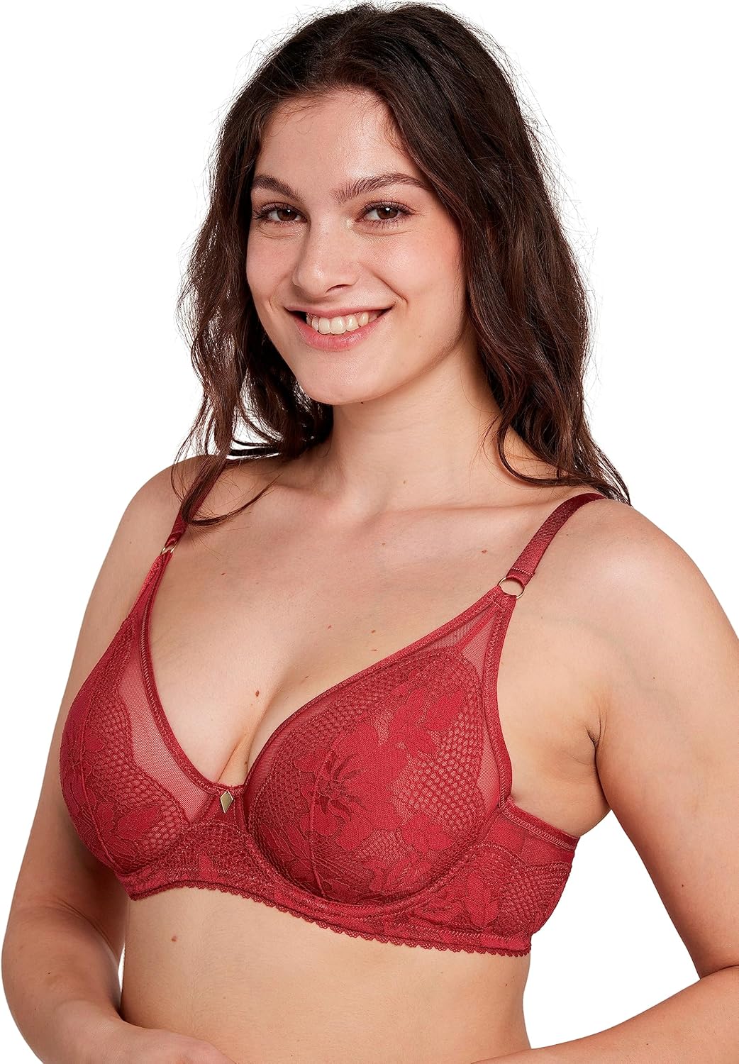 Sans Complexe Damen Charmante Balconette Bra (1er Pack) 75C Granatrot, 75C Granatrot