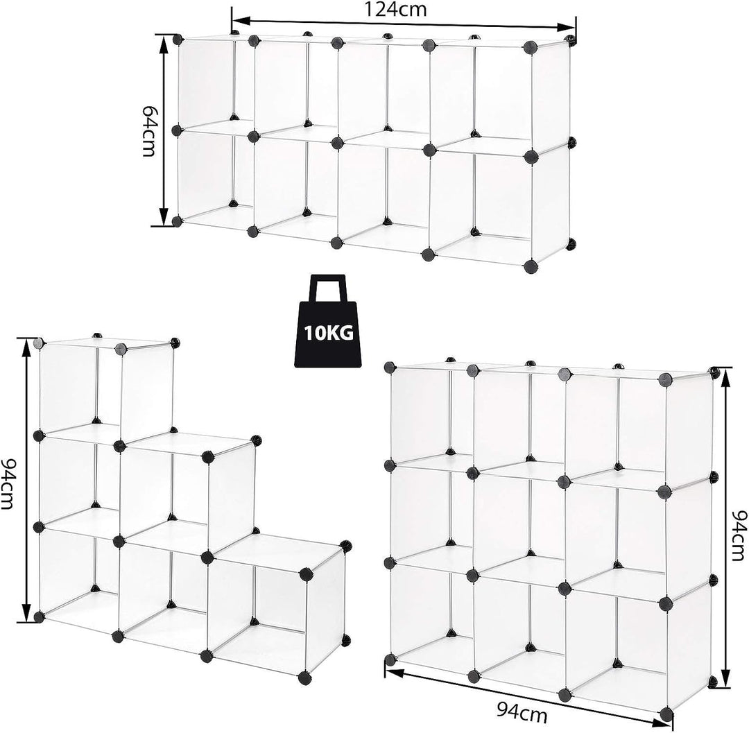 dibea Steckregal aus Kunststoff Schuhregal Aufbewahrungsregal modulares System, mit 9 Fächern á 30x3