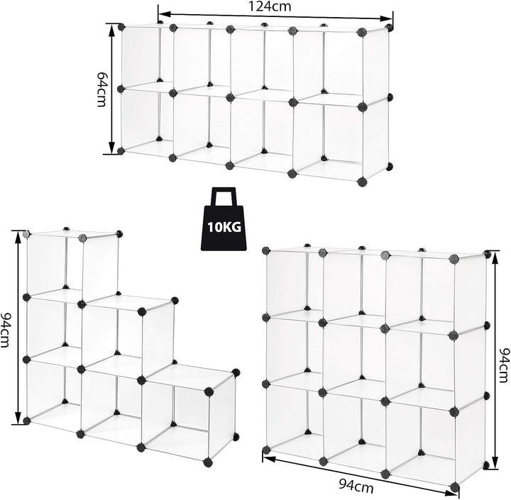 dibea Steckregal aus Kunststoff Schuhregal Aufbewahrungsregal modulares System, mit 9 Fächern á 30x3