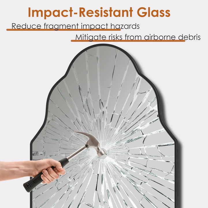 Clevich Spiegel Asymmetrisch 66x116cm Rahmen Alu, HD Glas Wandspiegel, Moderner Dekor-Spiegel, Schla