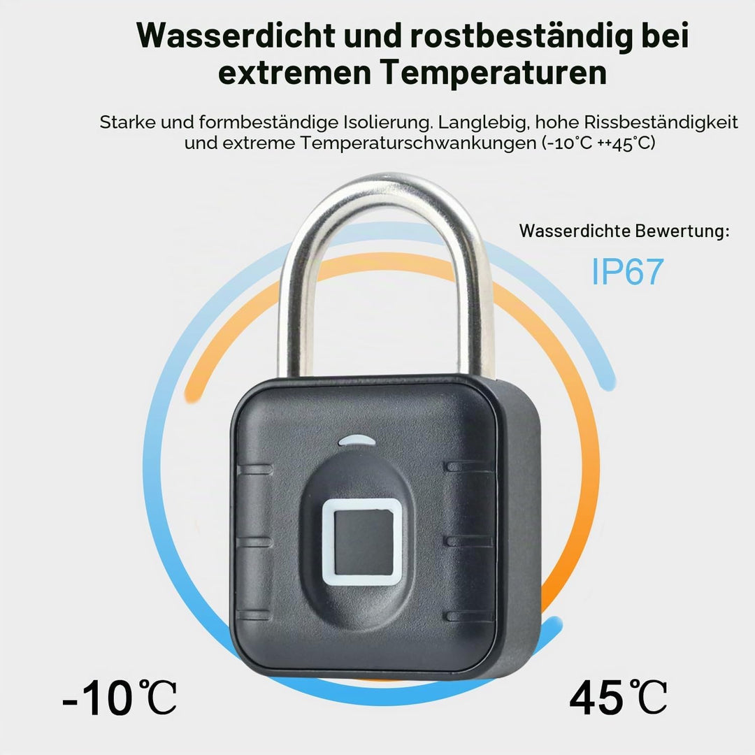 Schloss mit Fingerabdruck,Vorhängeschloss für Fitnessstudio,wetterfest,mehrbenutzer,schlüsselloses S