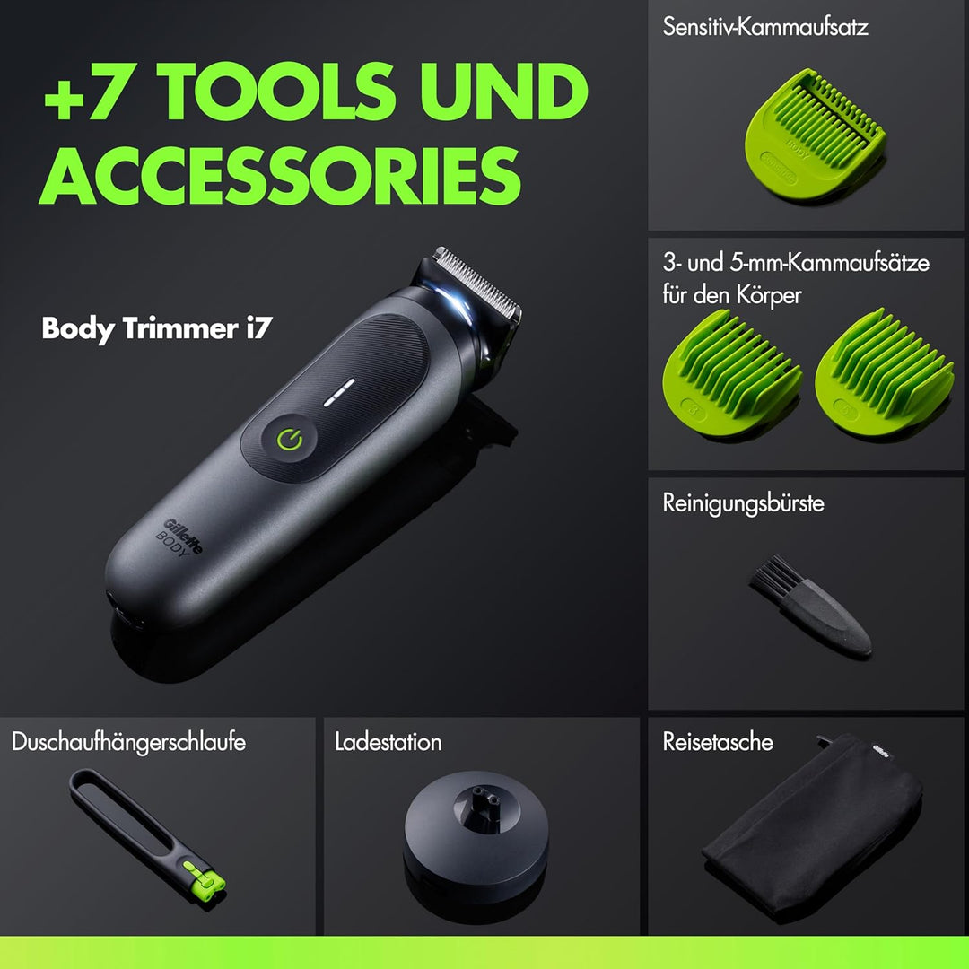 GilletteLabs i7 Body + Intimate Trimmer Herren mit SkinFirst-Technologie — Intimrasierer Mann für Kö