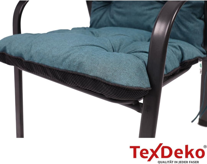 TexDeko® Ecolen Hochlehner Auflage für Gartenstuhl 120x50x50cm Leinenstruktur hochwertig gepolstert