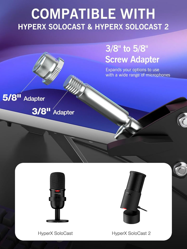 SUNMON für HyperX SoloCast / 2 Mikrofon Arm, Universeller SoloCast 2 Mikrofonarm Tisch Mikrofonständ