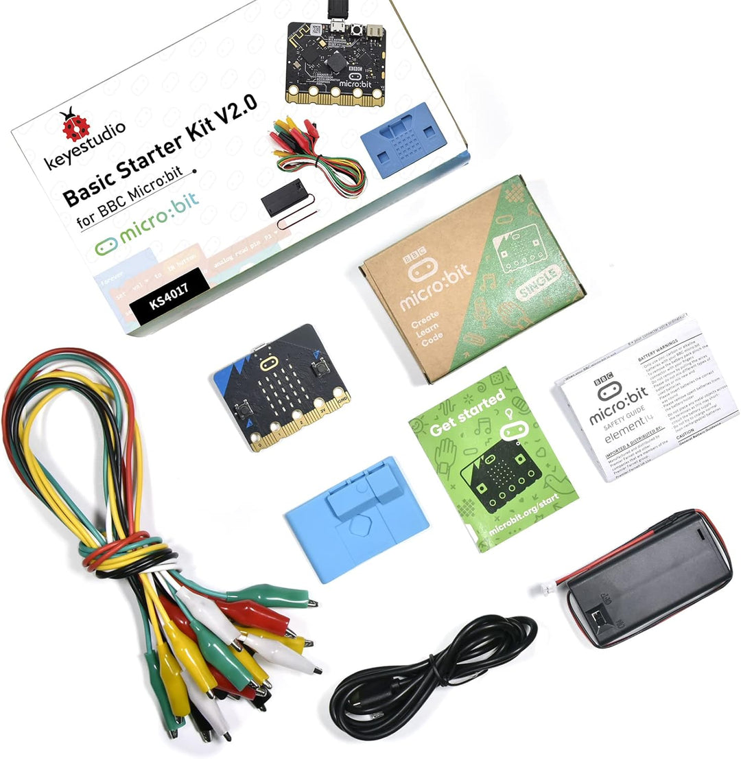 KEYESTUDIO BBC Micro:bit Basic Starter Kit mit Micro Bit V2.2, grafischer Programmierung, integriert