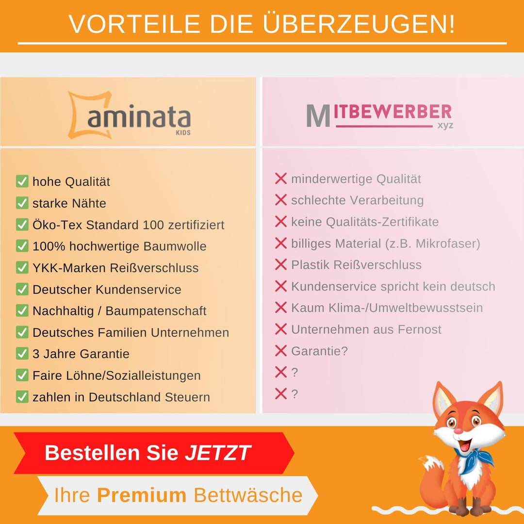 Aminata kids Bettwäsche 135x200 Sterne blau Baumwolle Stern-Motiv, Reissverschluss weich &amp; atmungsak