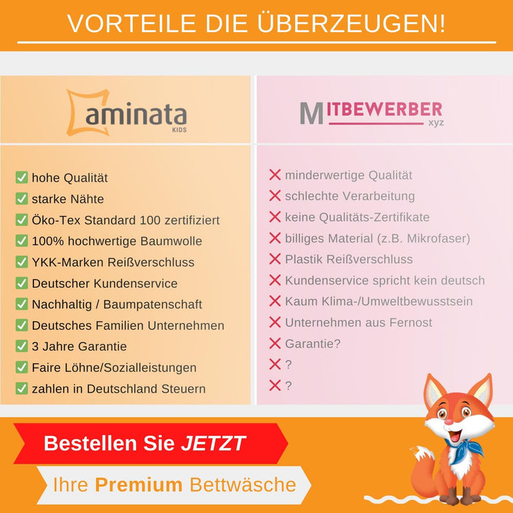 Aminata kids Bettwäsche 135x200 Sterne blau Baumwolle Stern-Motiv, Reissverschluss weich &amp; atmungsak