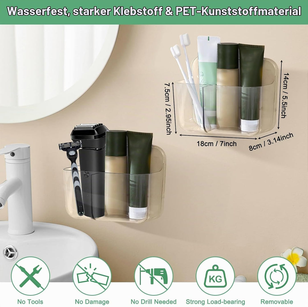 CGBE Duschablage Ohne Bohren, 2 Packs Transparenter Badezimmer Organizer für Wandmontage mit Selbstk