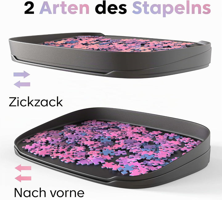 Puzzlup Stapelbare Puzzle Sortierschalen mit Box Anzeige auf Deckel – Set aus 12 Schalen – Bis zu 30