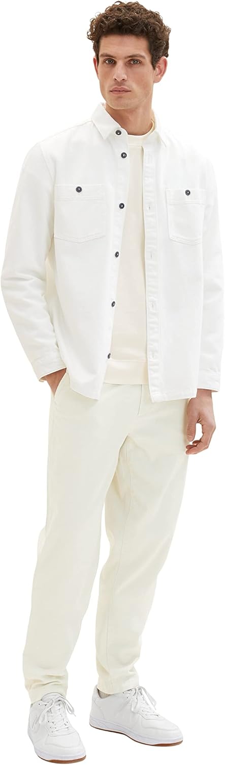 TOM TAILOR Herren Relaxed Tapered Chino Hose 29 13808 - Creme, 29 13808 - Creme