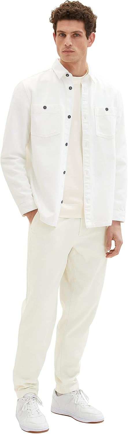 TOM TAILOR Herren Relaxed Tapered Chino Hose 31 13808 - Creme, 31 13808 - Creme