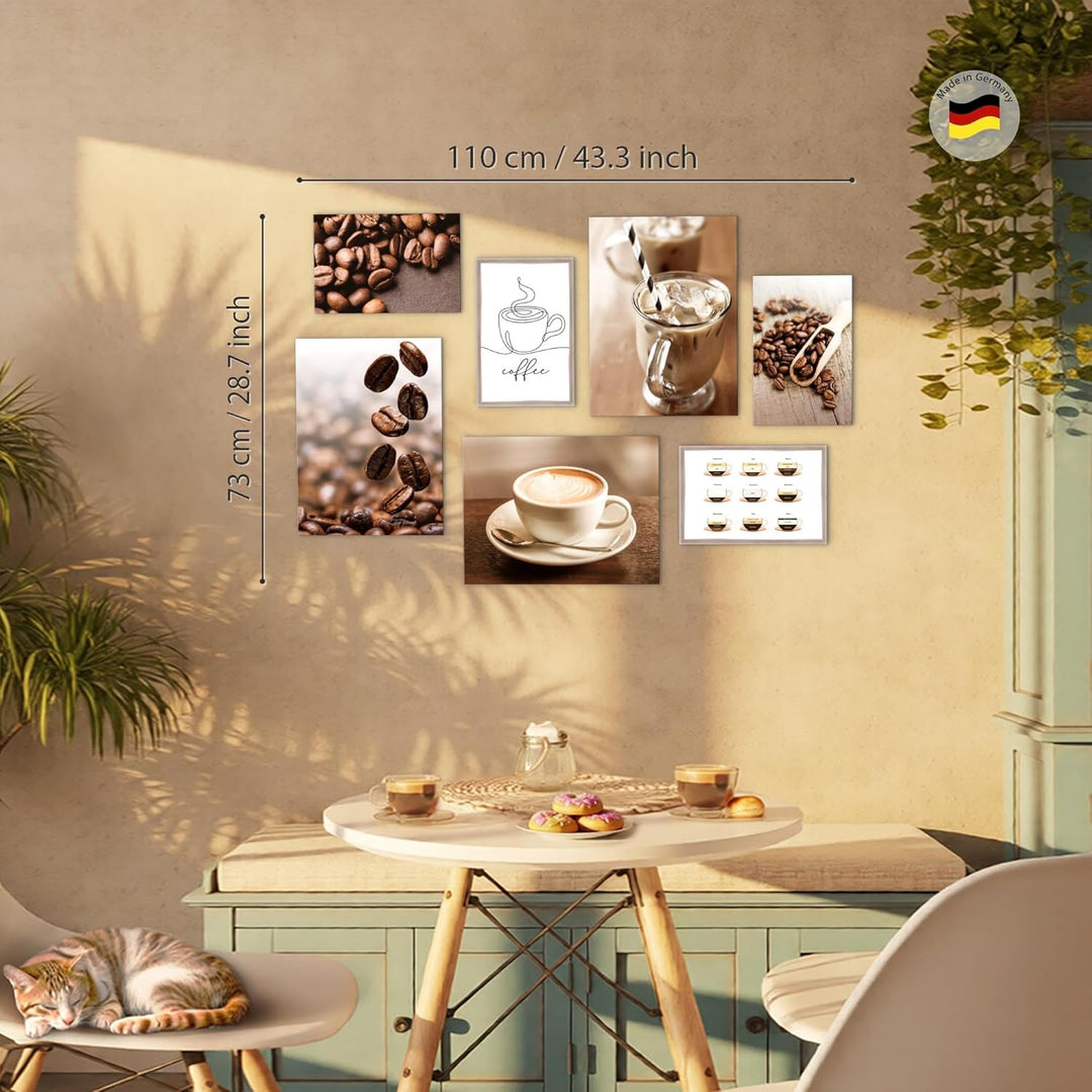 Novart Wandbilder Kaffee Küche - KOMPLETT AUFHÄNGFERTIG - Coffee Esszimmer Küchenbilder- 7 Moderne M