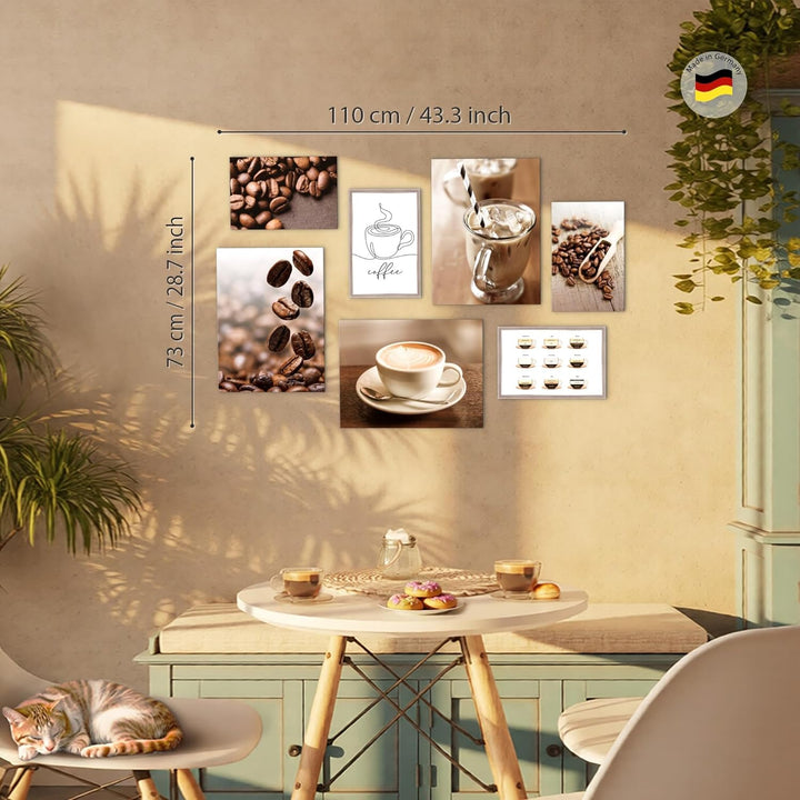Novart Wandbilder Kaffee Küche - KOMPLETT AUFHÄNGFERTIG - Coffee Esszimmer Küchenbilder- 7 Moderne M
