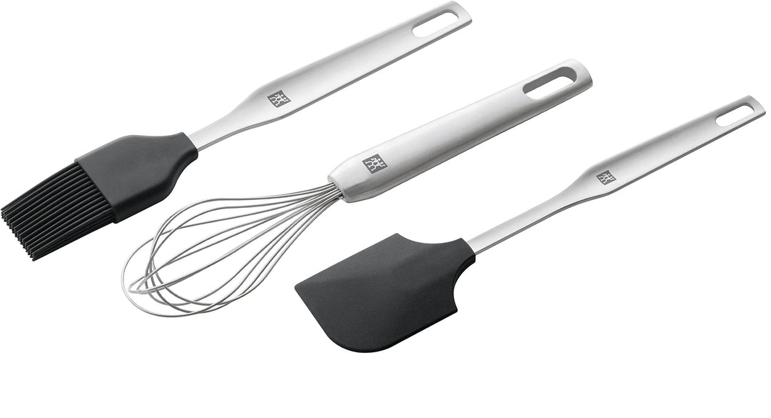 Zwilling Back-Set Twin 3er Set - Edelstahl Backpinsel, Teigschaber, Schneebesen mit Silikon, Küchenu
