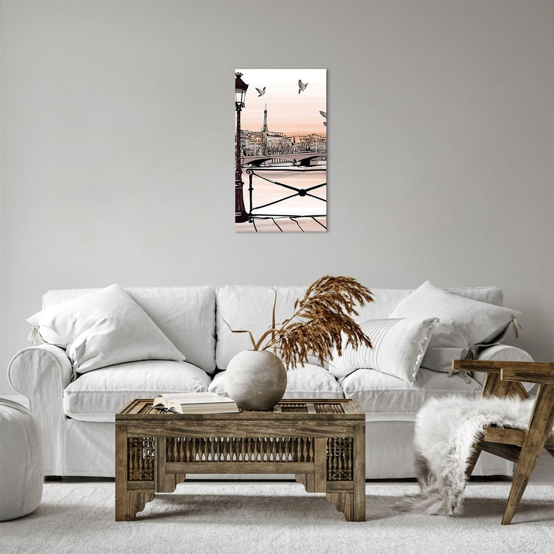 Bilder auf Leinwand frankreich Taube Grafiken Illustration Leinwandbild mit Rahmen 45x80cm Wandbilde