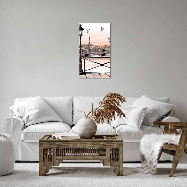 Bilder auf Leinwand frankreich Taube Grafiken Illustration Leinwandbild mit Rahmen 45x80cm Wandbilde